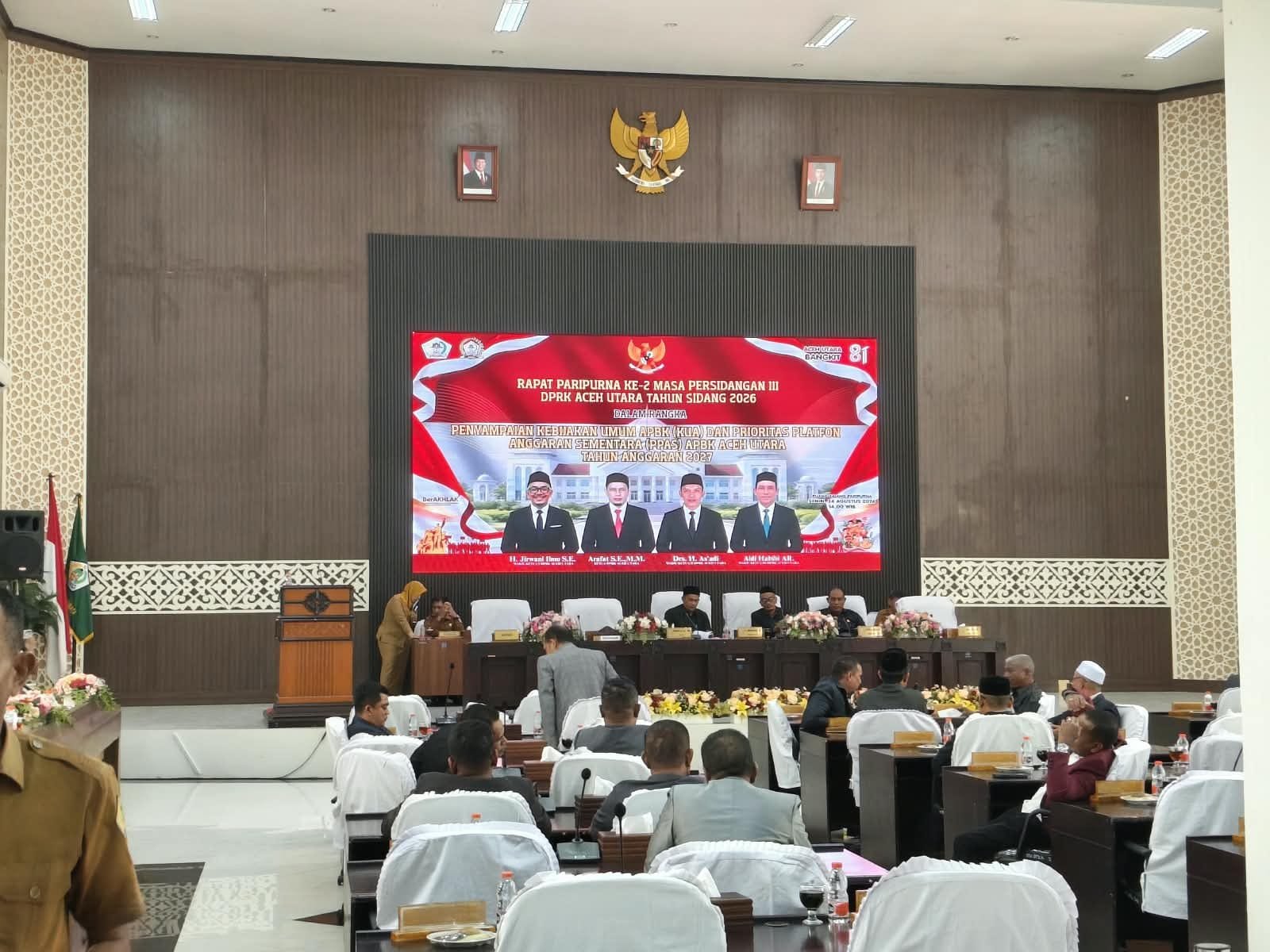 Pemkab Aceh Utara Sampaikan Rancangan KUA-PPAS 2027 dan LPJ 2025 ke DPRK
